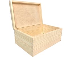 Houten opbergdoos met deksel 30 x 20 x 13 cm - veelzijdige kist voor DIY, speelgoed en geschenken