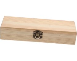 Houten Opbergdoos - Pennenhouder - Bureau Organisatie - Met Deksel - 20.3x7x4cm - Licht Geel