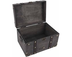 Houten Opbergdoos - Schatkist Container - Waardevolle Spullen Opbergen - Gecodeerd Slot - 26 x 22 x 21 cm - Grijs