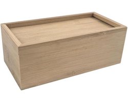 Houten Opbergdoos - Uittrekbare Organizer - Thuis Kantoor - Uittrekbaar Ontwerp - 16 x 8 x 6 cm - Licht Hout