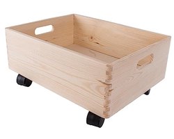 Houten opbergdoos voor onder het bed op wielen - 40 x 30 x 19 cm - Organisatie en opslag