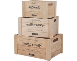 Houten Opbergdozen - Rustieke manden - Opbergen en ordenen - Set van 3 - Grootste 36x25 - Natuurlijk hout