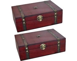 Houten Opbergdozen - Sieradenkistjes - Thuis Organiseren - Oude Stijl Design - 23x16x7.5cm - Assorti