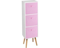 Houten opbergkast - Boekenkast met lades - Voor de inrichting van de studeerkamer - Scandinavische stijl - 3 lagen - Wit