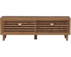 Houten Opbergkast Met Lameldeuren Dressoir Sideboard Kast Met Ruime Opbergruimte Voor Woonkamer Slaapkamer Hal Scandinavische Stijl Eenvoudig Te Monteren 140x35x45 cm