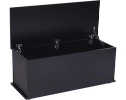 Houten Opbergkist met Scharnierdeksel - Tijdloze Zwarte Kist voor Kamer en Hal - 100 x 40 x 40 cm