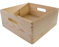 Houten opbergkist - Opbergdoos bak - Hobby knutselen - Ongeverfd grenenhout - 30 x 30 x 13 cm - Natuurlijk
