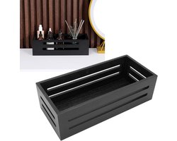 Houten Opbergmand - Krat Box - Badkamer Organiseren - Ruimtebesparend Ontwerp - 33 x 15 x 10 cm - Zwart