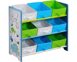 Houten opbergrek blauw 66 x 30 x 595 cm - opbergen - organizer opbergrek