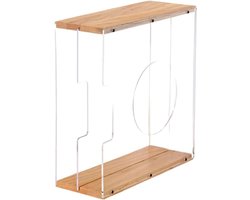 Houten Opbergrek - Vinyl Platenhouder - Muziek Collectie - Transparante Verdelers - 355 cm Hoog - Natuurlijk