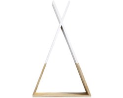 Houten Opbergrek - Wandplank Kinderkamer - Decoratie en Opslag - Driehoekvorm Ontwerp - 23 x 39 cm - Geel