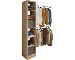 Houten open garderobekast inloop kledingrek schuin dak plank Dacho lll