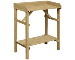 Houten Oppottafel - Tuinwerktafel met 2 Planken - 75x40x90 cm - Geïmpregneerd Grenenhout - Duurzame Kweektafel voor Buiten & Balkon