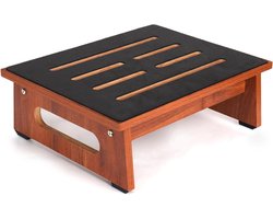 Houten opstapkruk volwassenen senioren antislip rubberen pad binnen buiten 250 kg draagbaar opstahulp badkamer keuken nachtkastje (walnoot) Houten kruk