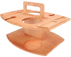 Houten Opvouwbare Picknicktafel voor Buiten - Lichtgewicht Draagbaar - Fruittafel met Glazen Houder - Geschikt voor Picknick en Camping