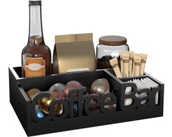Houten Organizer Koffie Station - Koffie Organizer - Thee Organizer - Zwart - Tafel Organizer voor Keuken - Keuken Organizers
