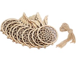 Houten Ornament - Dromenvanger - Handgemaakt - Woonaccent - Interieurdecoratie - 20 Stuks - Hangdecoratie - Geschikt voor Woonkamer - Natuurlijke Houten Modellen