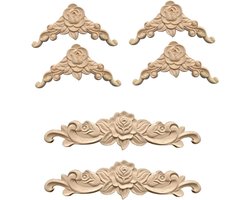 Houten Ornamenten voor Meubels - 6 Stuks Vintage Decoratie