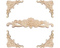 Houten ornamenten voor meubels - Houtsnijwerk - 5 stuks - Hout