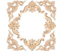 Houten Ornamenten voor Meubels - houtsnijwerk - decoratie - 8 stuks - hout