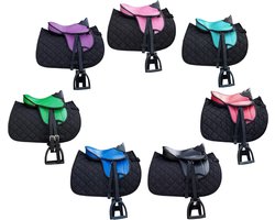 Houten paard zadelset - Pony zadel - Kinderspel - Extra veilige grip - 25 kg - Zwart