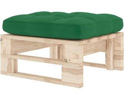 Houten Pallet Poef - Tuinvoetsteun Kruk - Ontspannen Buiten - Geïmpregneerd Grenenhout - 60x60x25 cm - Groen