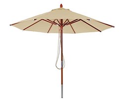 Houten parasol Ø 3 m met schokbestendig mechanisme