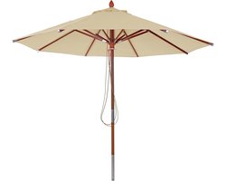 Houten parasol Ø 3 m met schokbestendig mechanisme