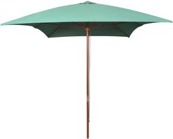 Houten Parasol - Parasol Hout - Tuinieren - Bamboe Baleinen - 200x300 cm - Groen