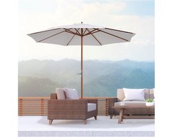 Houten parasol voor de markt en tuin - 2,7m diameter, inklapbaar en met kruk