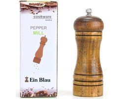 Houten peper- of zoutmolen - keramisch mes, instelbare grofheid, beste navulbare multifunctionele molen voor zout, peper, specerijen, kruiden, sesam (5,7" vintage)