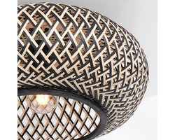 Houten plafondlamp Maze | 1 lichts | Ø 40cm | naturel / zwart | hout / metaal | woonkamer / eettafel lamp | modern / landelijk design