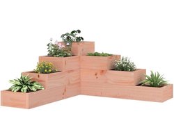 Houten Plantenbak - Bloembak Vierkant - Planten Kweken - L-vormige Hoek - 80 cm - Natuurlijk Hout