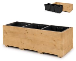 Houten plantenbak buiten | eiken | 3 inzetbakken | bloembak balkon terras