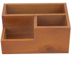 Houten plantenbak Geschikt voor drie compartimenten, 1 stuk, Geschikt voor vetplanten en cactussen, kan gebruikt worden als decoratieve opbergdoos op een bureau of in de woonkamer.