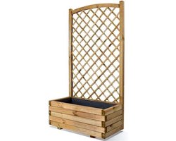Houten plantenbak met klimrek, rond afgewerkt - 65 liter