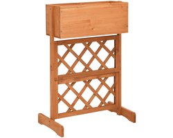 Houten Plantenbak met Trellis - 45x30x74 cm - Oranje-bruin - Massief Vurenhout Bloembak op Poten - Rugvriendelijk Klimplantenrek voor Balkon & Terras