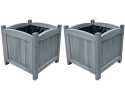 Houten Plantenbakken Set van 2 - 30x30x30 cm - Massief Vurenhout - Vierkante Bloembakken - Natuurlijk Verhoogd Tuinbed - Voor Buiten, Balkon en Terras