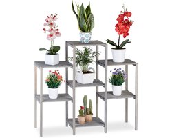Houten Plantenrek voor binnen - Shabby Chic Design met 7 etages - Perfect voor Woonkamer & Keuken - Ideaal voor Planten, Bloemen en Decoratie
