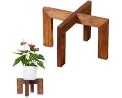 Houten Plantenstandaard - 1 Stuk - Plantentafel - Plantenstandaard - Plantentafeltje - Plantenrek - Bloemenstandaard - Stevige Plantenstandaard - Eenvoudig Te Installeren - Geschikt Voor Potten Van 5 Tot 15 Inch - Bruin