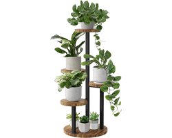 Houten Plantenstandaard 4-Laags - Plantenrek voor Binnen - Hoekrek voor Meerdere Planten - Bruin