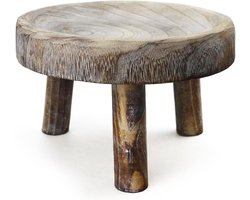 Houten plantenstandaard - Bloempothouder kruk - Planten decoreren - Weerbestendig materiaal - 24 x 24 x 15 cm - Natuurlijk