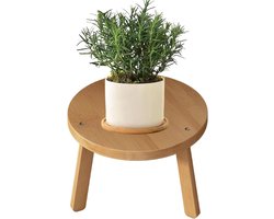 Houten Plantenstandaard - Voetenbankje Verhoging - Planten Presenteren - Natuurlijk Materiaal - 30x18cm - Houtkleur