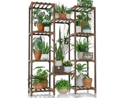 Houten plantenstandaard voor binnen en buiten - Hangende plantenplank voor meerdere planten - Bloemenstandaard voor woonkamer, terras, balkon of tuindecoratie - Bruin