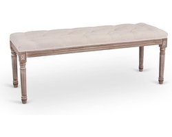 Houten Poef Kruk 47cm Hoog - Vintage Voetbank voor Make-Up Kaptafel en Woonkamer