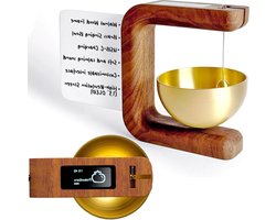 Houten Pomodoro Timer - Productiviteitstimer Bureau-apparaat - Focus Verbeteren - Magnetisch Memobord - 9 x 9 x 2.5 cm - Goud
