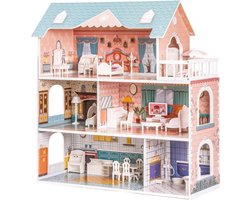 Houten Poppenhuis met Meubels en Accessoires voor Kinderen van 3 tot 6 Jaar
