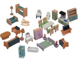 Houten Poppenmeubilair - Miniatuur Huis - Rollenspel Thuis - Gedetailleerd Ontwerp - 36.5 x 23.8 x 9 cm - Niet Gespecificeerd