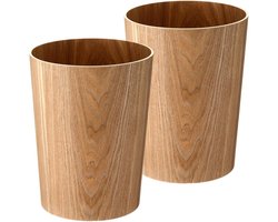 Houten Prullenbak - Afvalmand Opslagblik - Ruimte Organiseren - Natuurlijke Houttextuur - 23 Gallons - Licht Hout