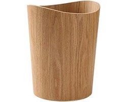 Houten Prullenbak - Afvalmand Rond - Afval Opbergen - Natuurlijke Textuur - 23 Liter - Houtkleur